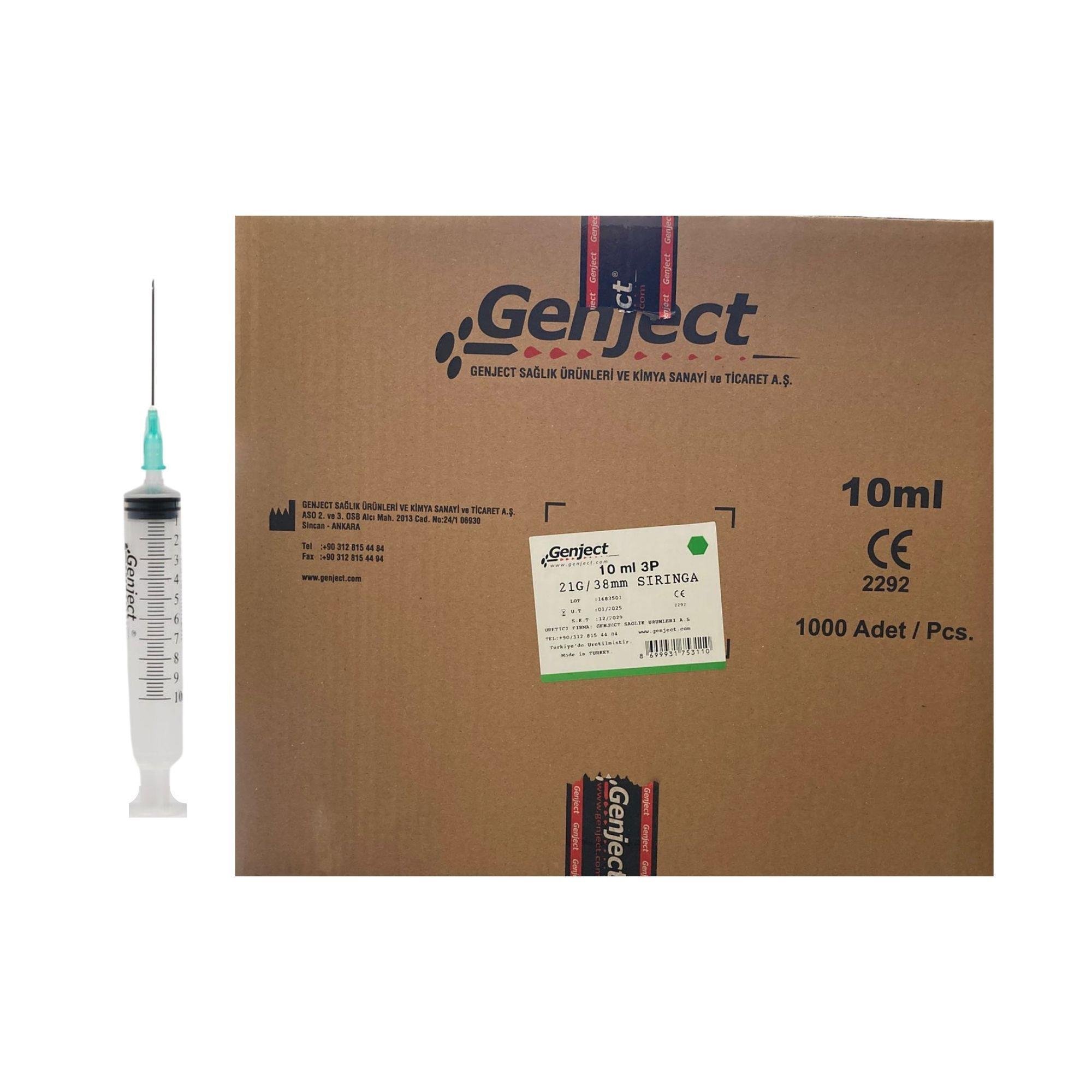 GENJECT - 10 ML 3PARÇA 21G 0.80X38MM ENJEKTÖR - 1000 ADET