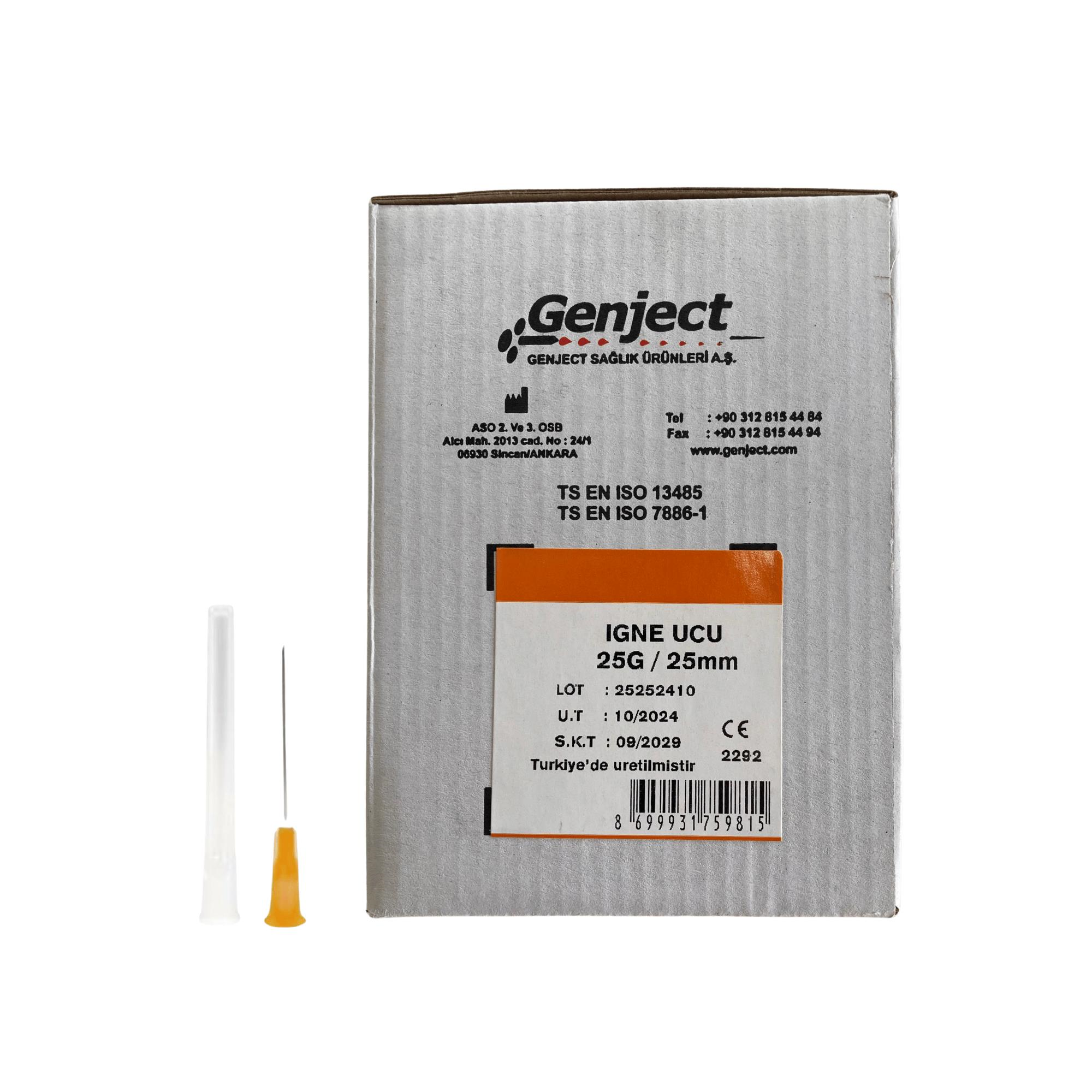 GENJECT - ENJEKTÖR İĞNE UCU 25G TURUNCU 25MM - 500 ADET