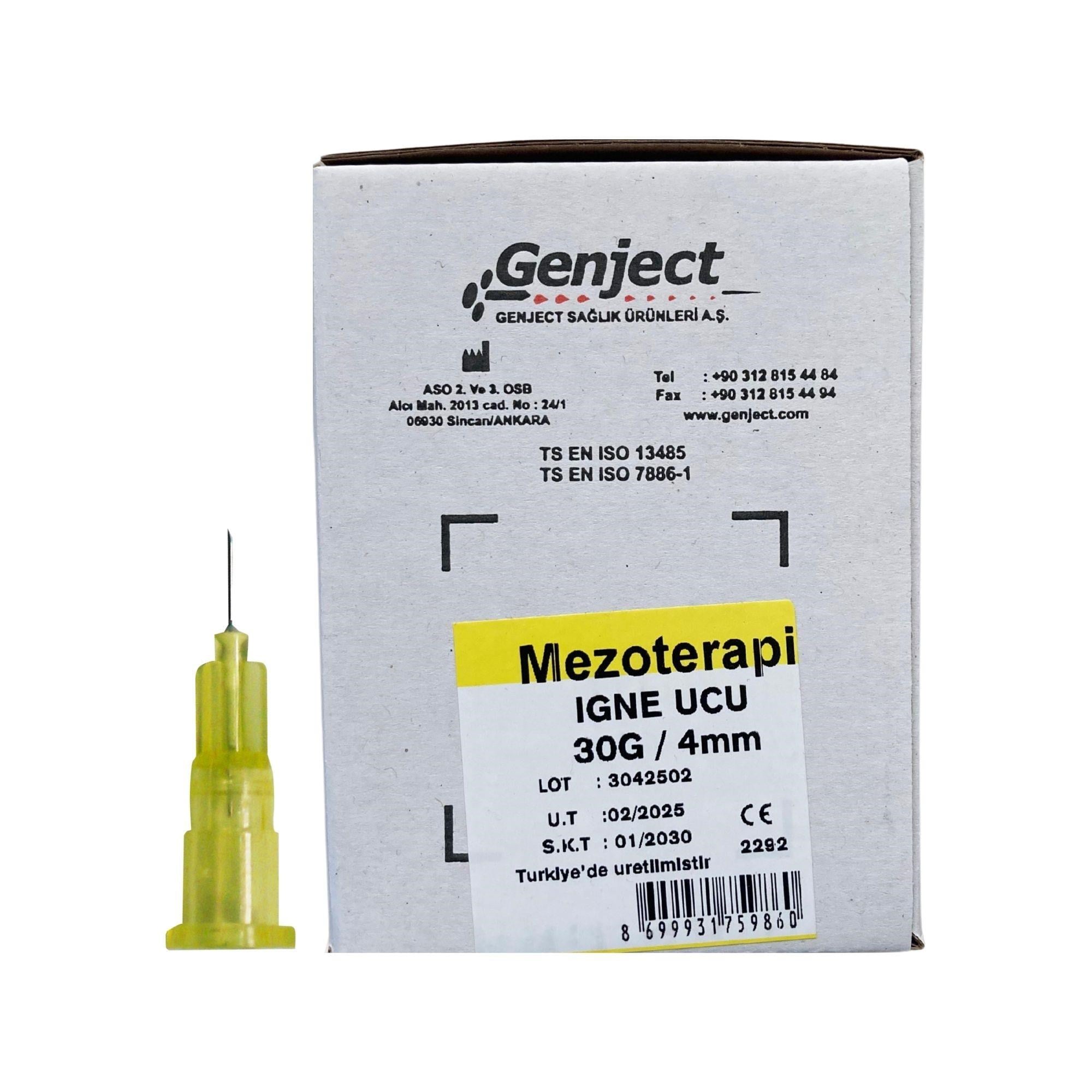 GENJECT - MEZOTERAPİ 30G 4MM İĞNE UCU - 250 ADET