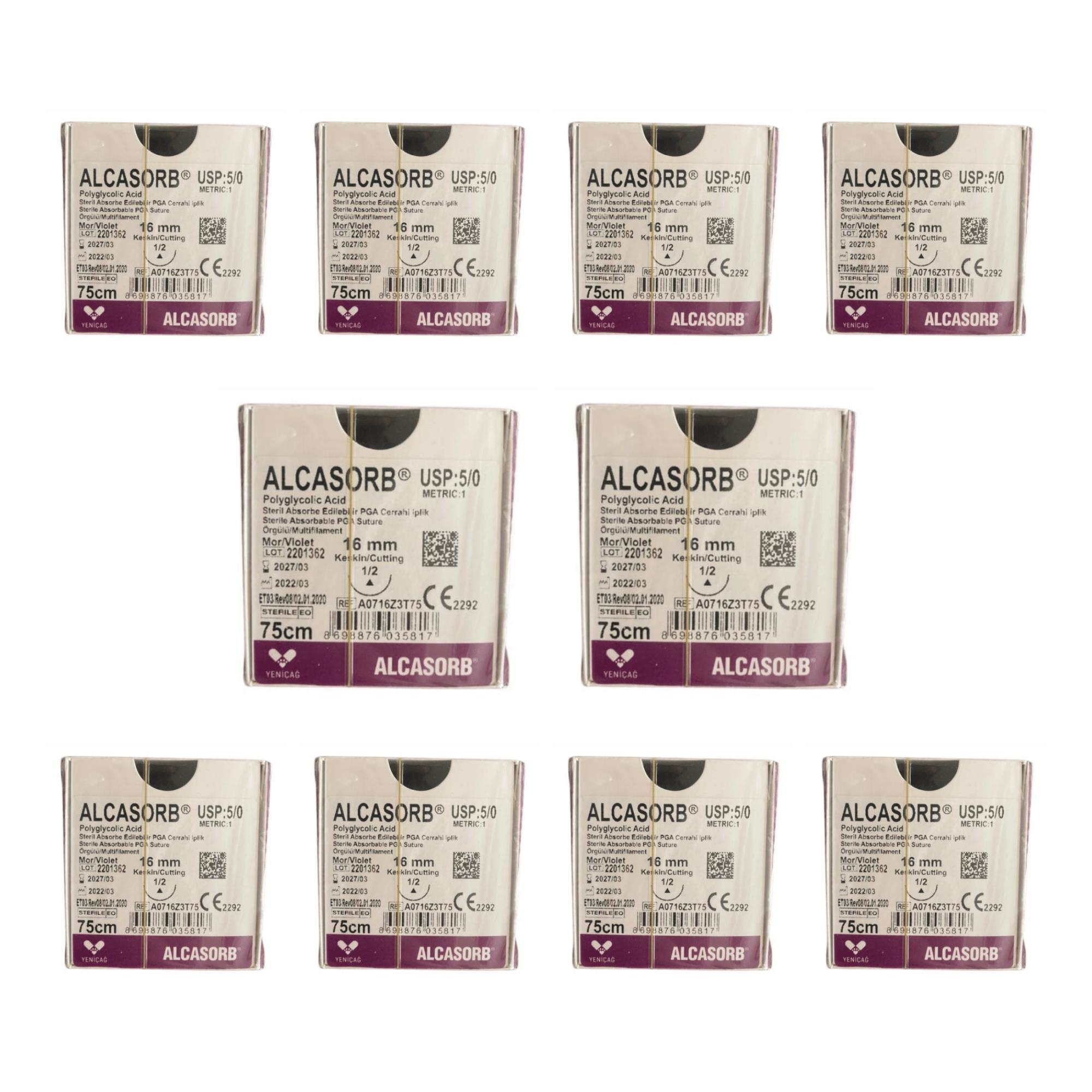 KATSAN - CERRAHİ İPLİK SÜTUR PGA NO: 5/0 75CM 16MM KESKİN A0716 - 10 PAKET