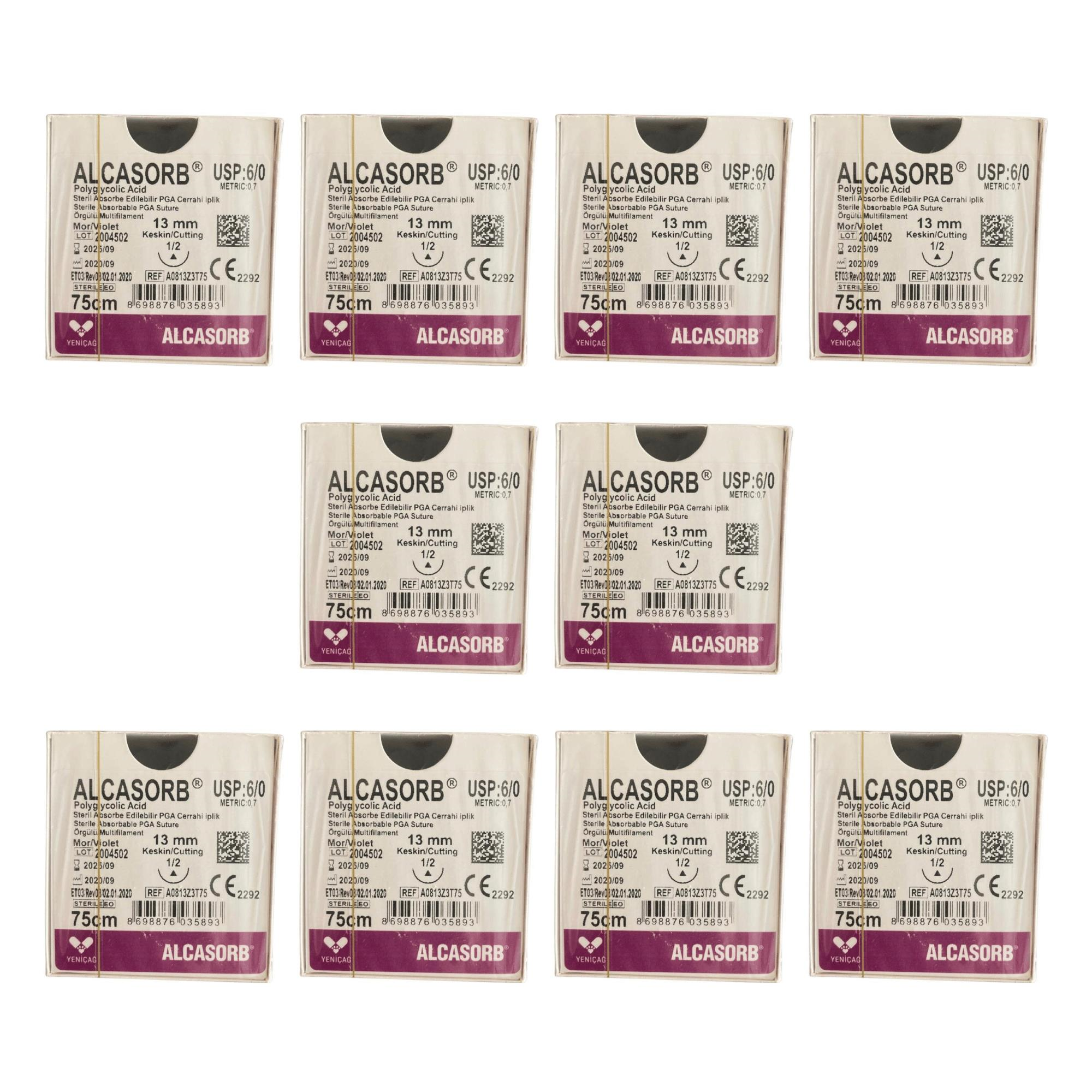 KATSAN - CERRAHİ İPLİK SÜTUR PGA NO: 6/0 75CM 13MM KESKİN A0813 - 10 PAKET