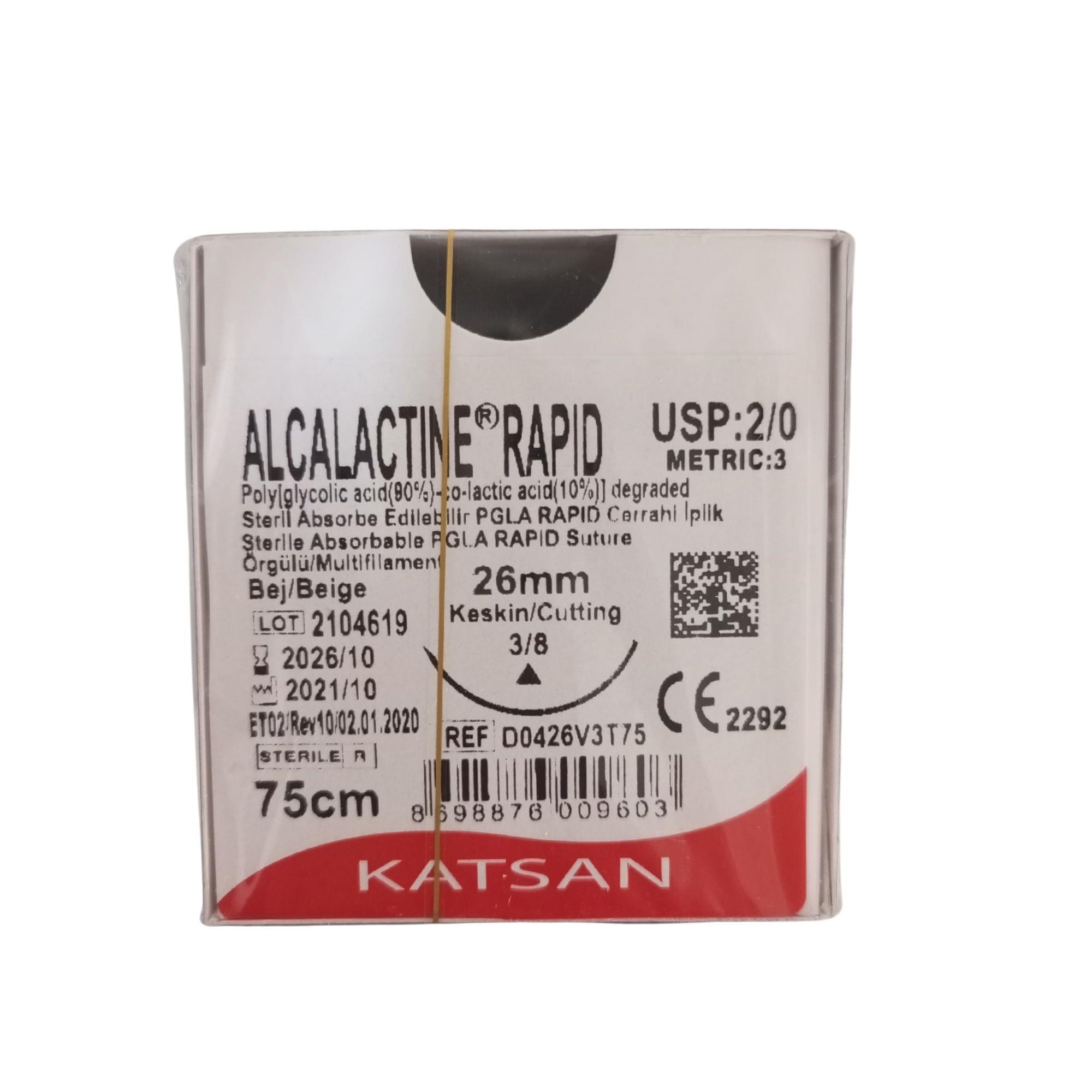 KATSAN - SÜTUR ALCALACTİNE RAPİD 2/0 26MM KESKİN 75CM BEJ