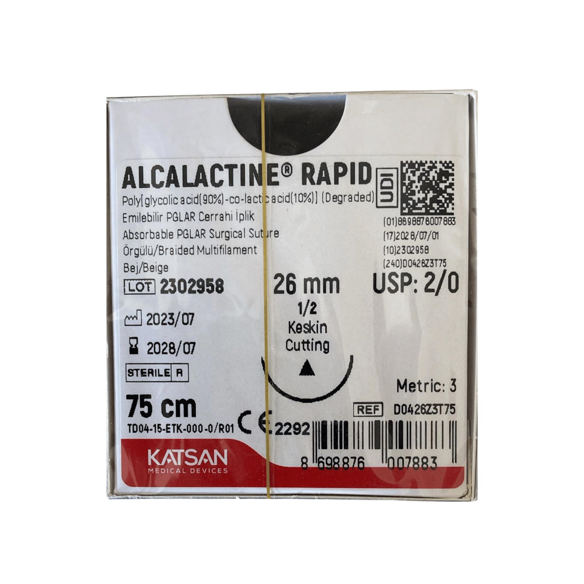 KATSAN - SÜTUR ALCALACTİNE RAPİD 2/0 26MM KESKİN 75CM BEJ - 1 PAKET