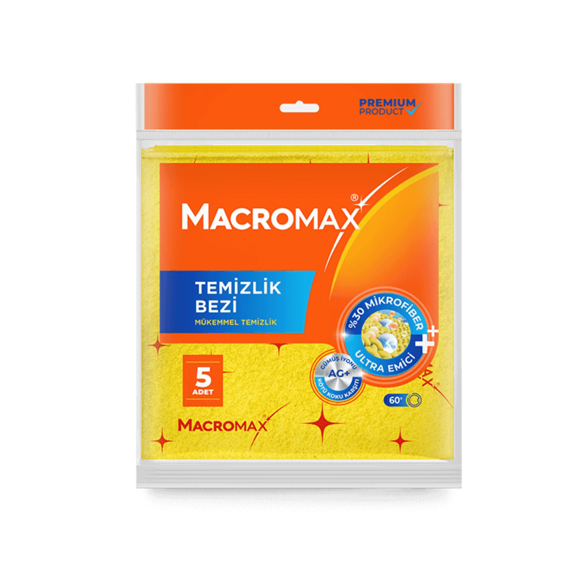 MACROMAX - TEMİZLİK BEZİ MİCROFİBER 30X32CM 5 ADETLİ 1 PAKET