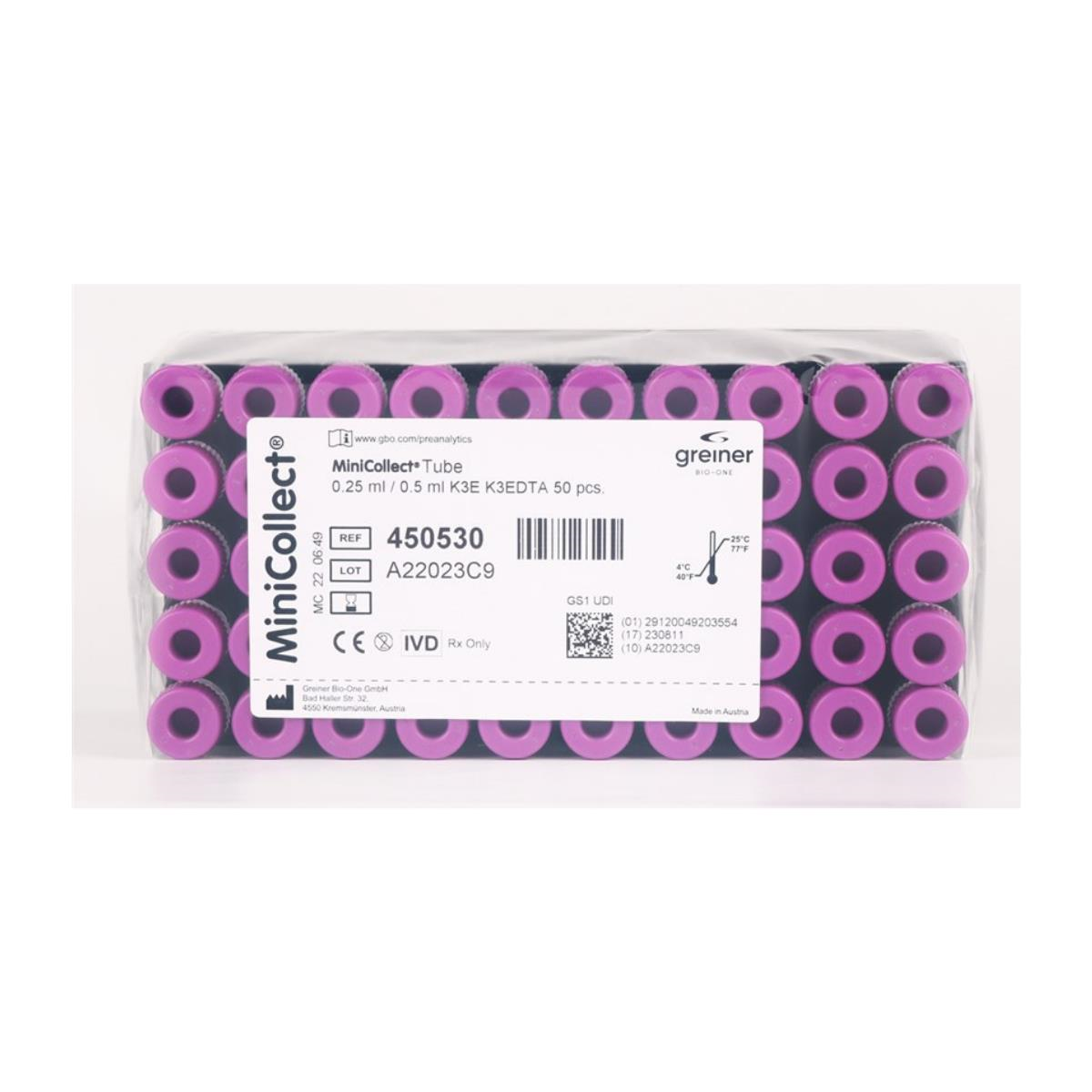 MİNİCOLLET GREİNER - 0.5ML K3EDTA PEDİATRİK MOR KAN TÜPÜ - 50Lİ 1 PAKET