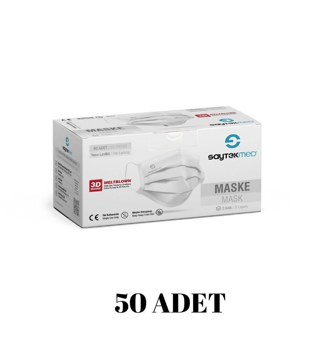SAYTEK - MASKE MELTBLOWN 3 KATLI 50 ADET BEYAZ