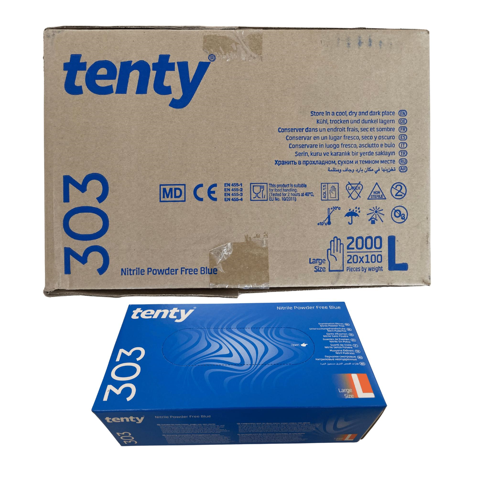 TENTY - MUAYENE ELDİVENİ 303 NİTRİL MAVİ LARGE 100LÜ 20 PAKET