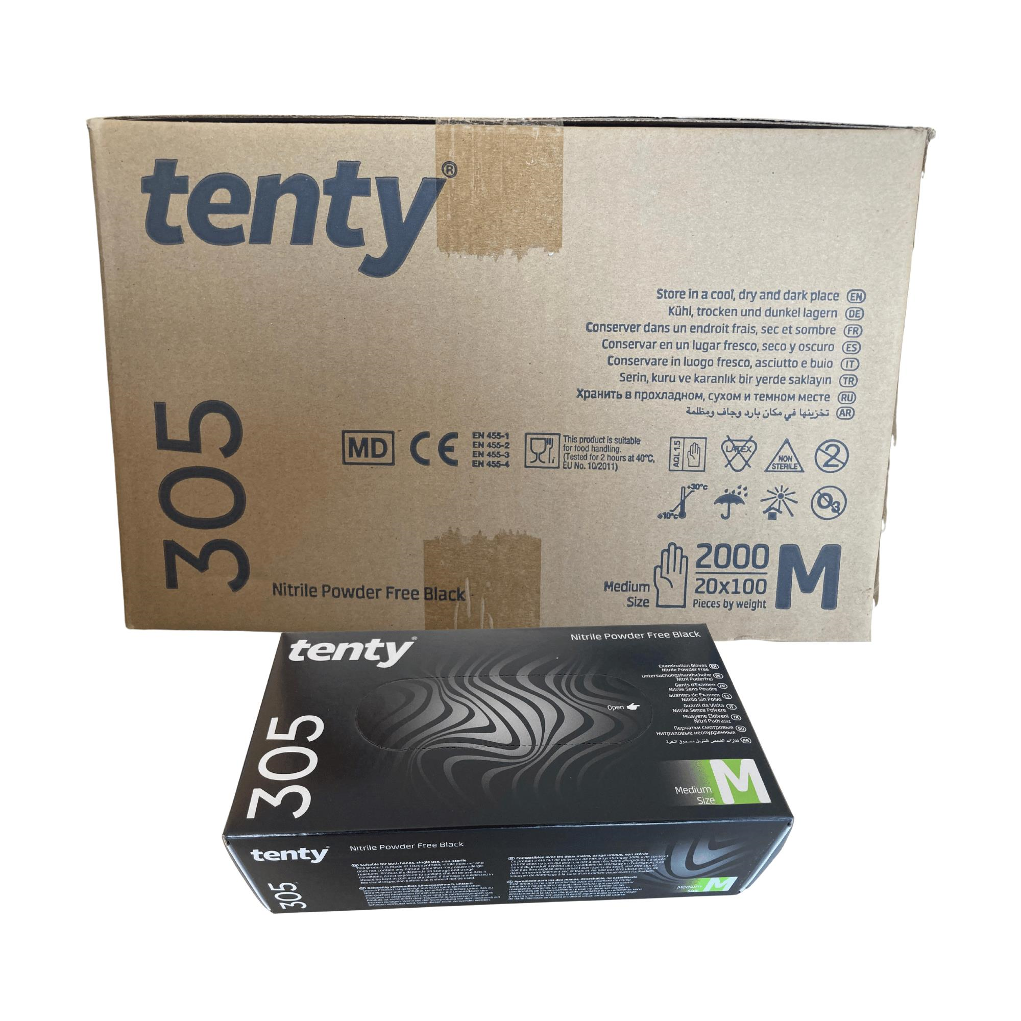 TENTY - MUAYENE ELDİVENİ 305 NİTRİL SİYAH MEDİUM 100LÜ 20 PAKET
