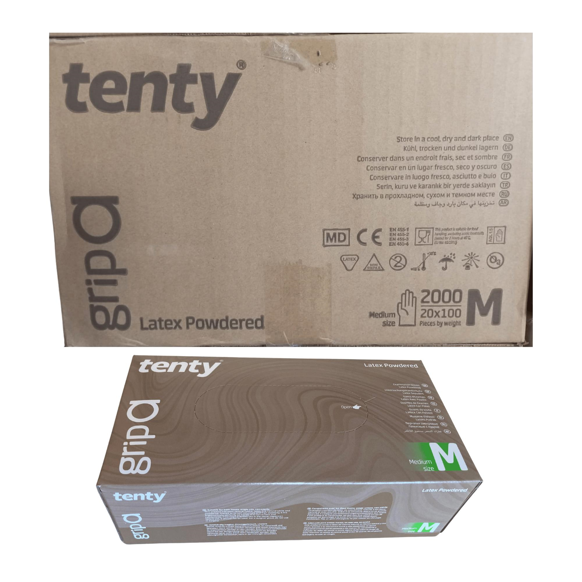 TENTY - MUAYENE ELDİVENİ GRİP A PUDRALI LATEKS MEDİUM 100LÜ 20 PAKET
