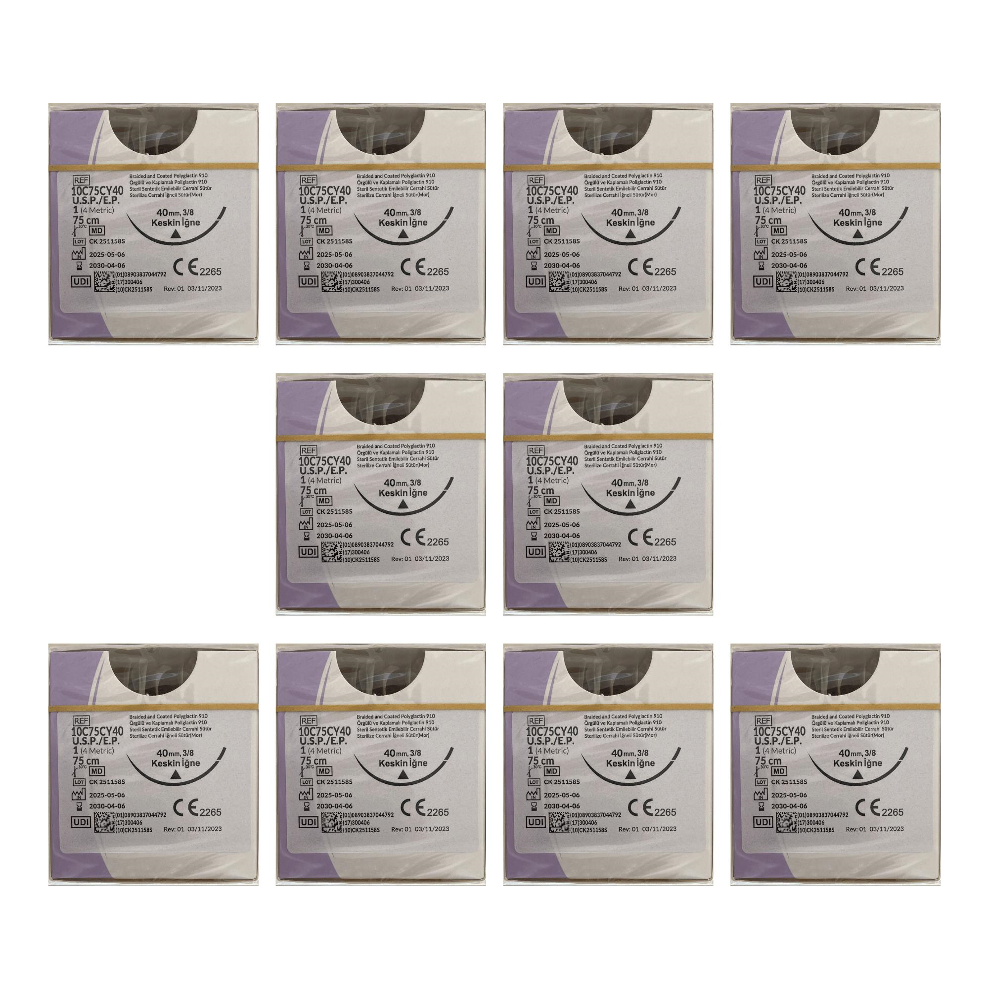 TRUSYNTH - PGA NO: 1 75CM 3/8 KESKİN 40MM V-270 - 10 PAKET