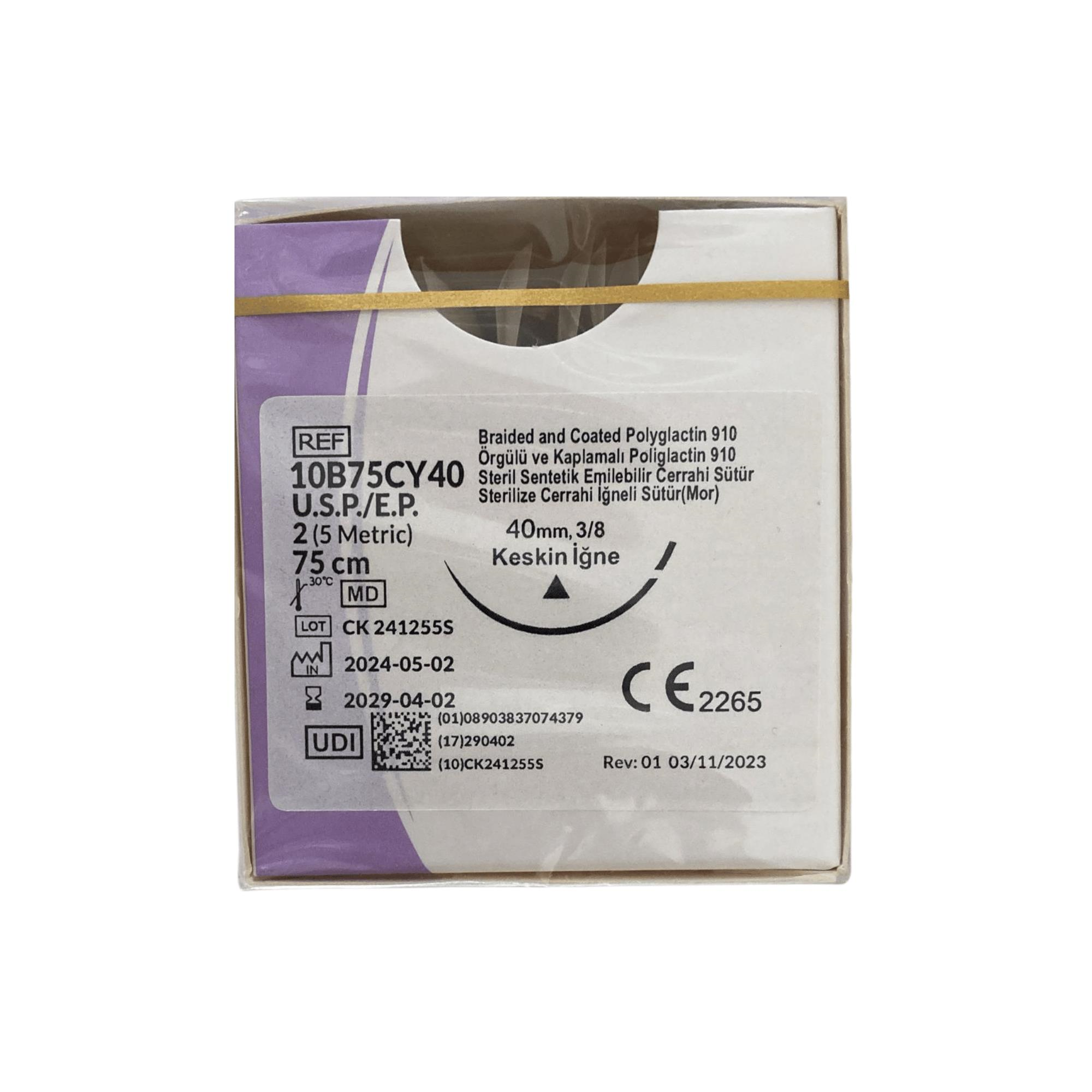 TRUSYNTH - PGA NO: 2 75CM 3/8 KESKİN 40MM V-076 - 1 PAKET