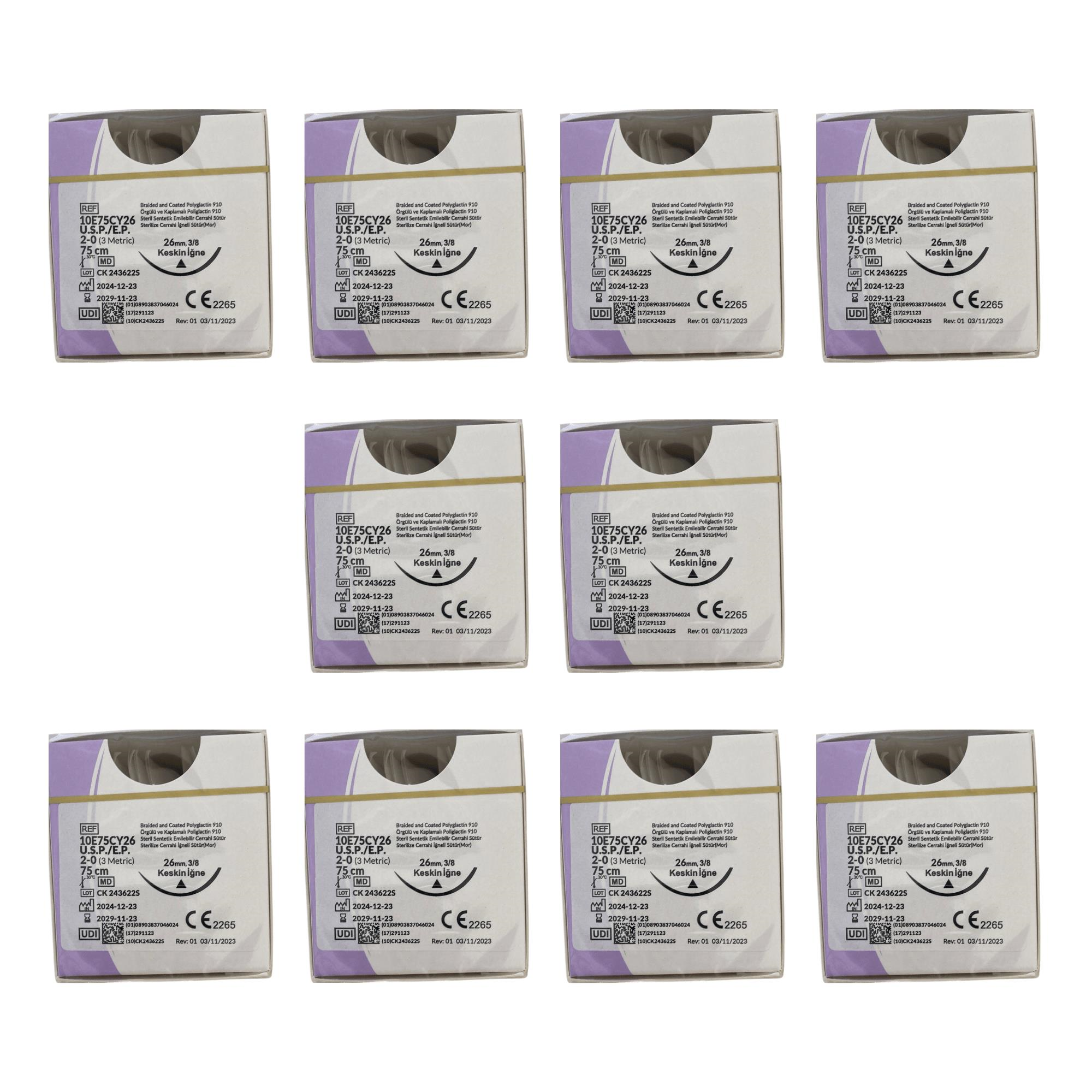 TRUSYNTH - PGA NO: 2/0 0 75CM KESKİN 30MM V-074 - 10 PAKET