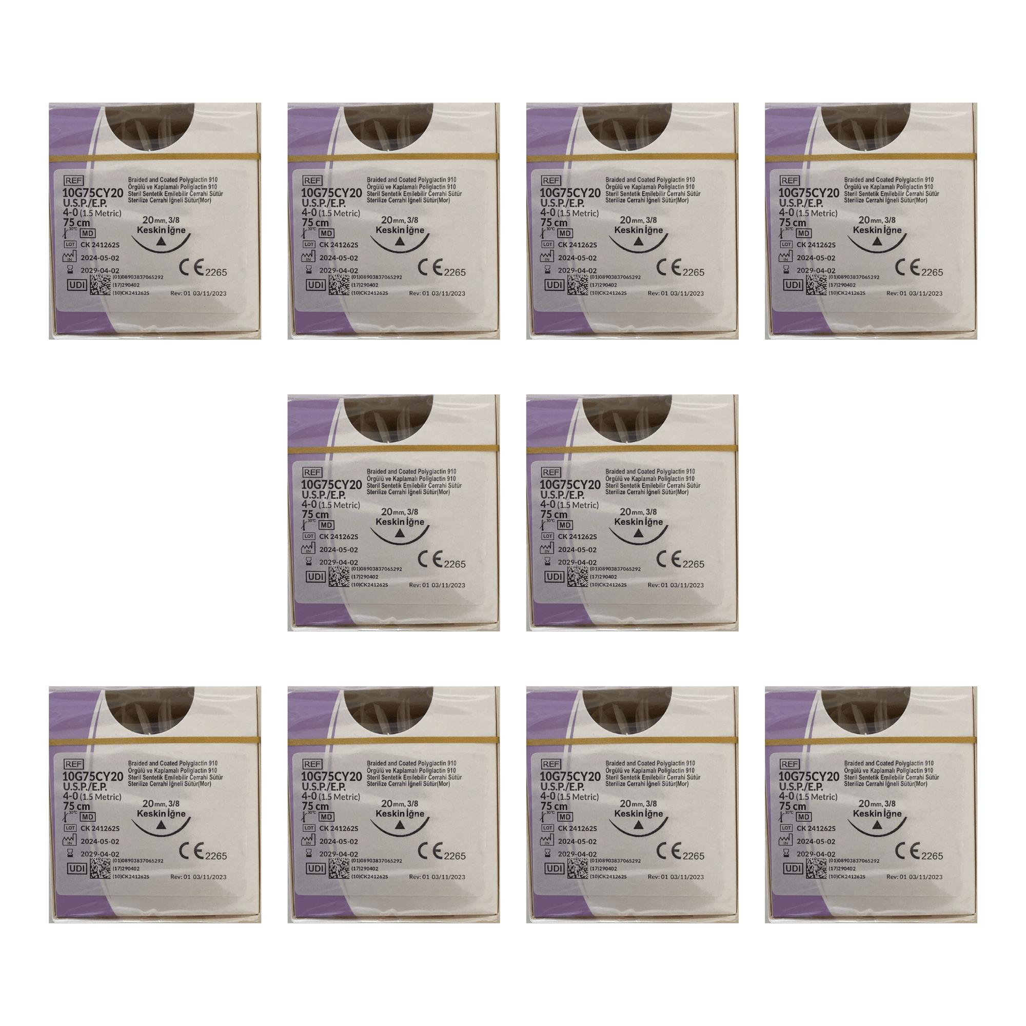 TRUSYNTH - PGA NO: 4/0 75CM KESKİN 20MM - 10 PAKET