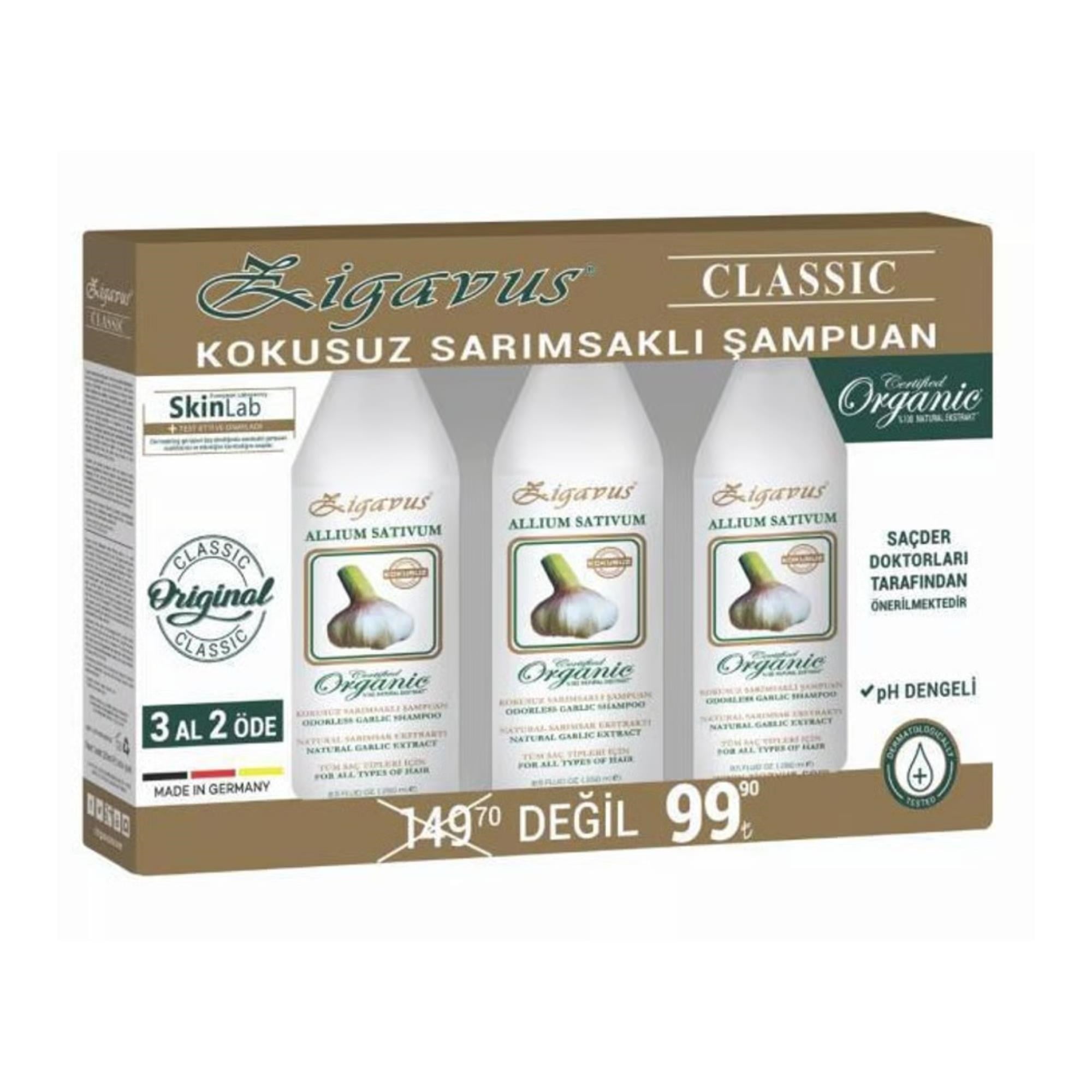 ZİGAVUS - SARIMSAKLI ŞAMPUAN CLASSİC 3*250ML