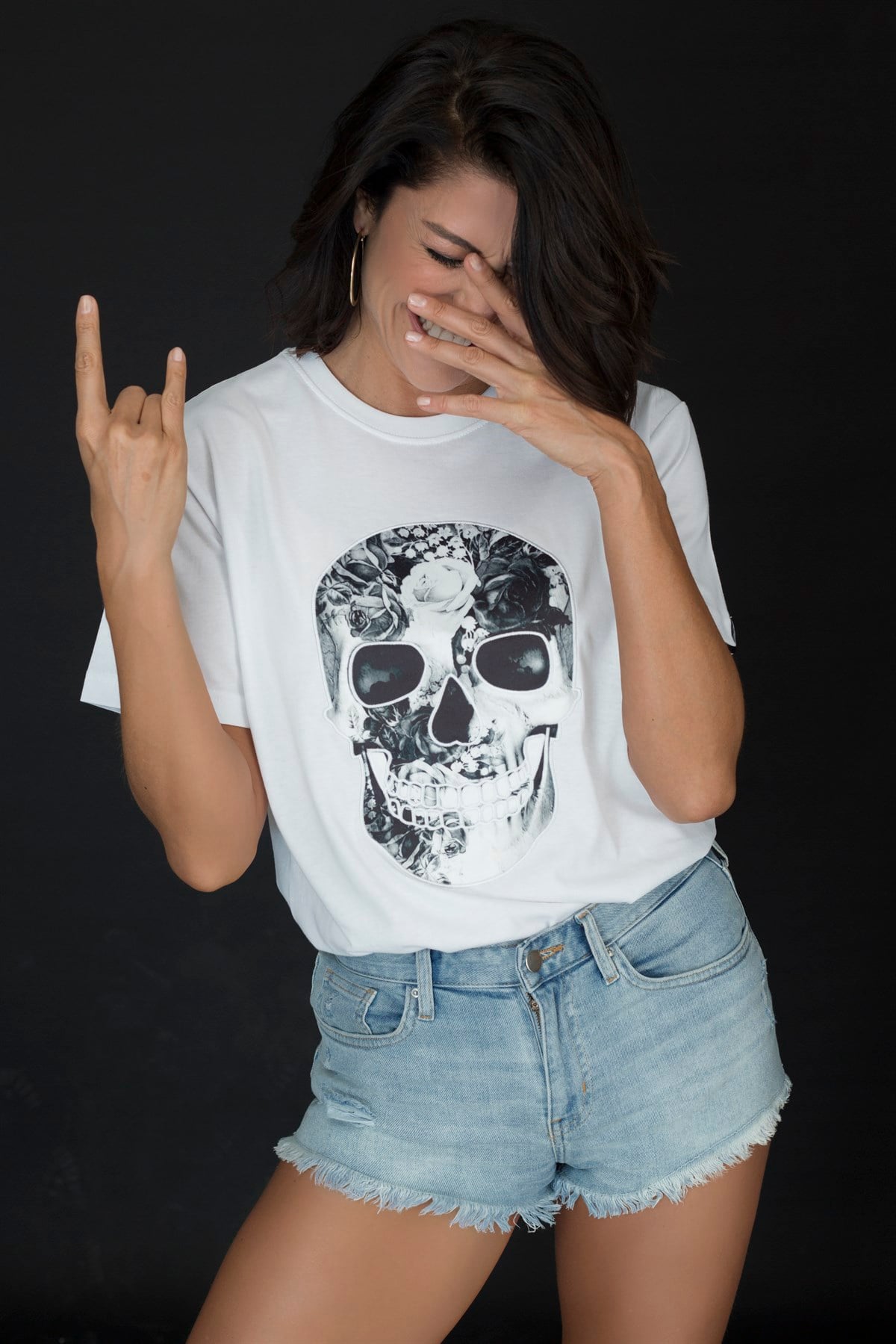DIGITAL PRINTED-EMBROIDERED SKULL Tshirt
