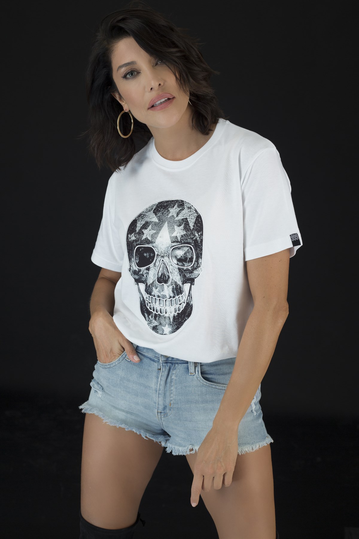 DIGITAL PRINTED-EMBROIDERED SKULL Tshirt