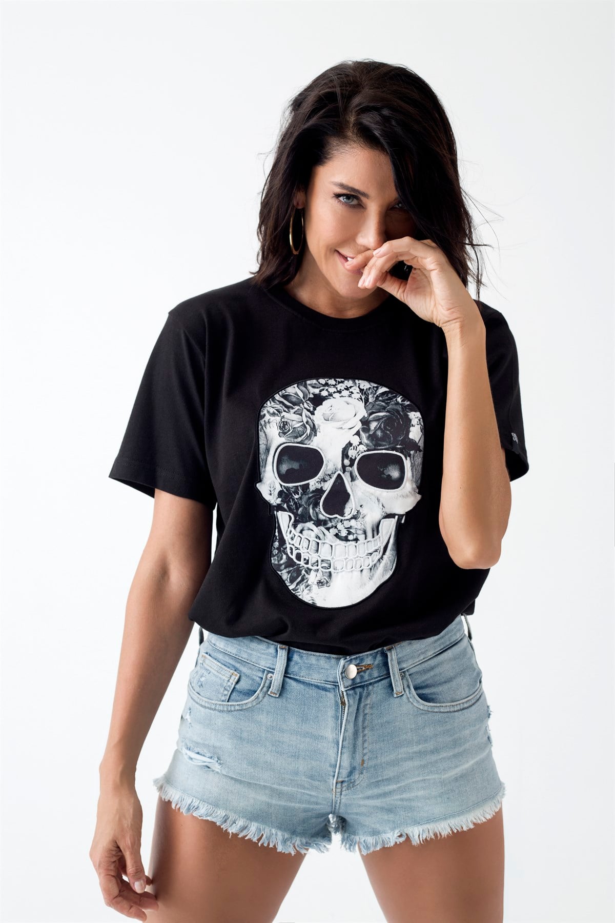 DIGITAL PRINTED-EMBROIDERED SKULL Tshirt