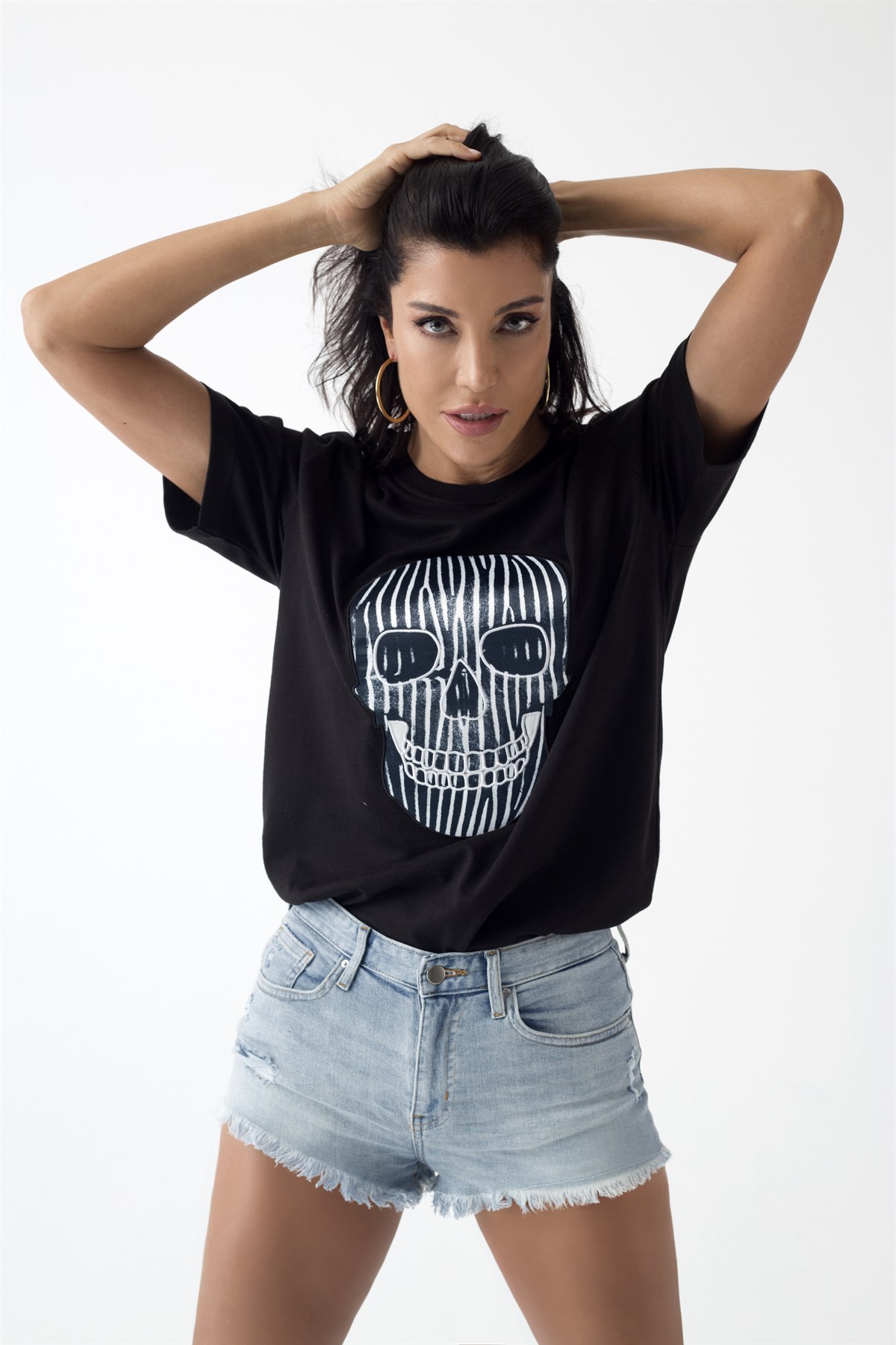 DIGITAL PRINTED-EMBROIDERED SKULL Tshirt 