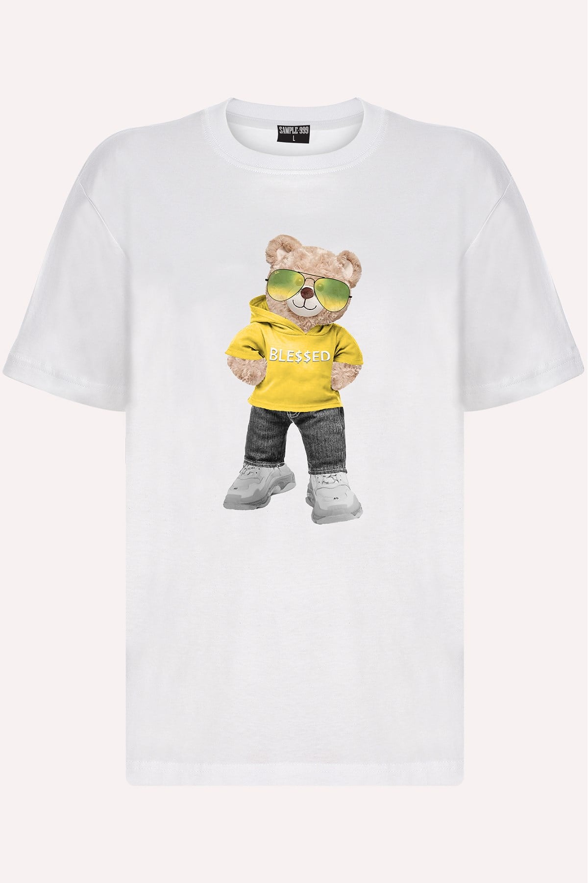 Teddy Printed Unisex Tshirt (Beyaz)