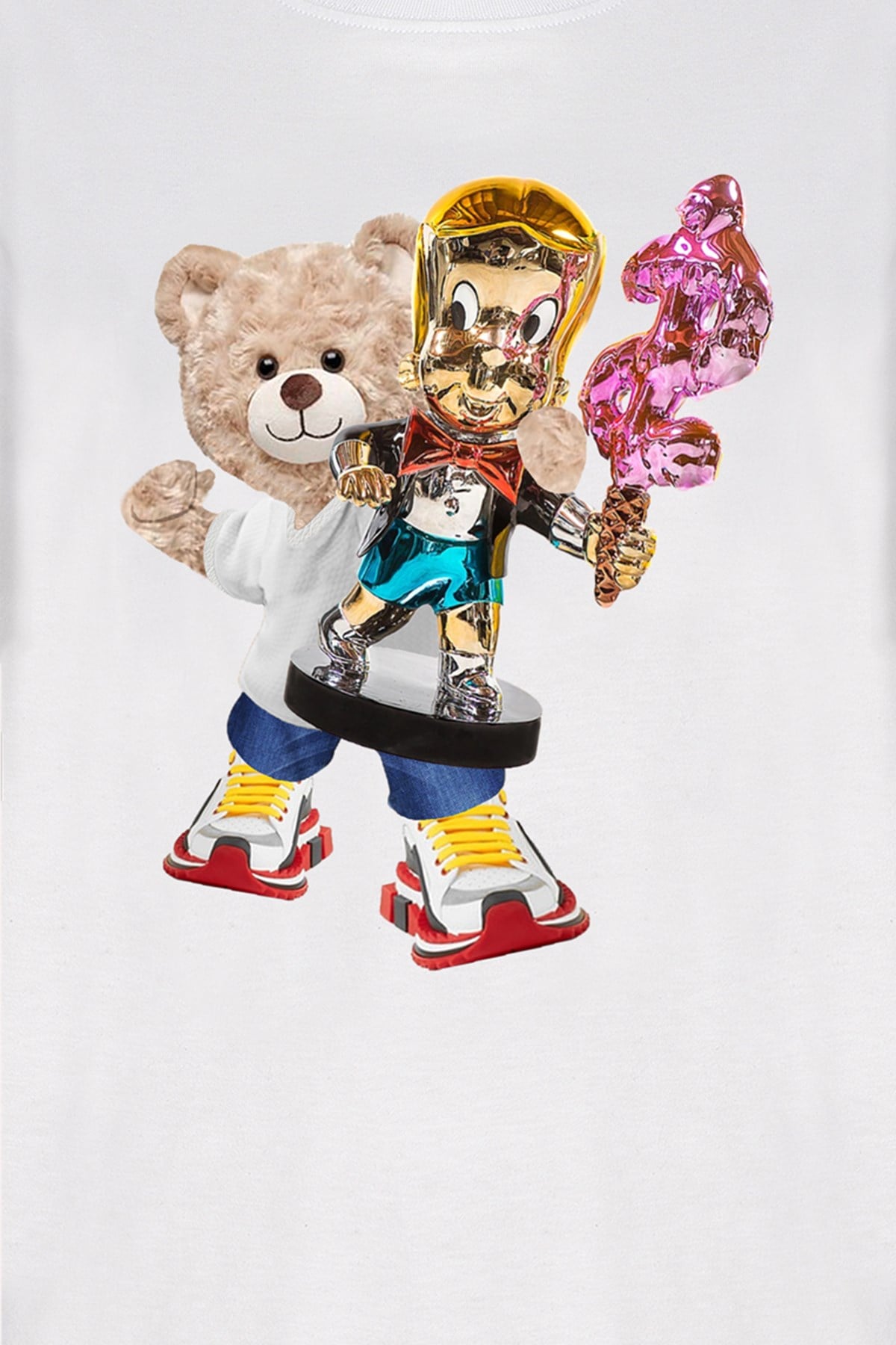 Teddy Printed Unisex Tshirt (Beyaz)