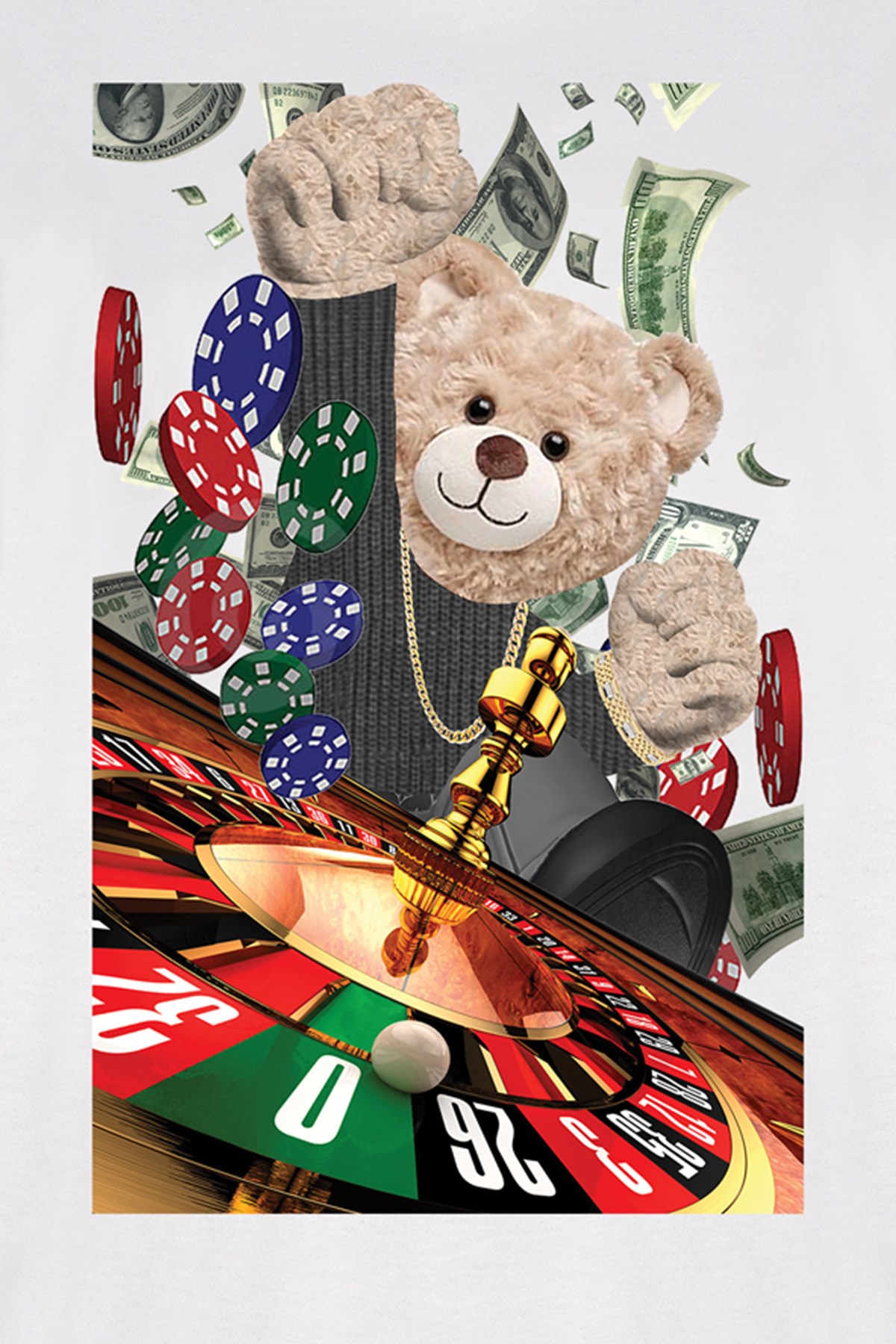 Teddy Printed Unisex Tshirt (Beyaz)