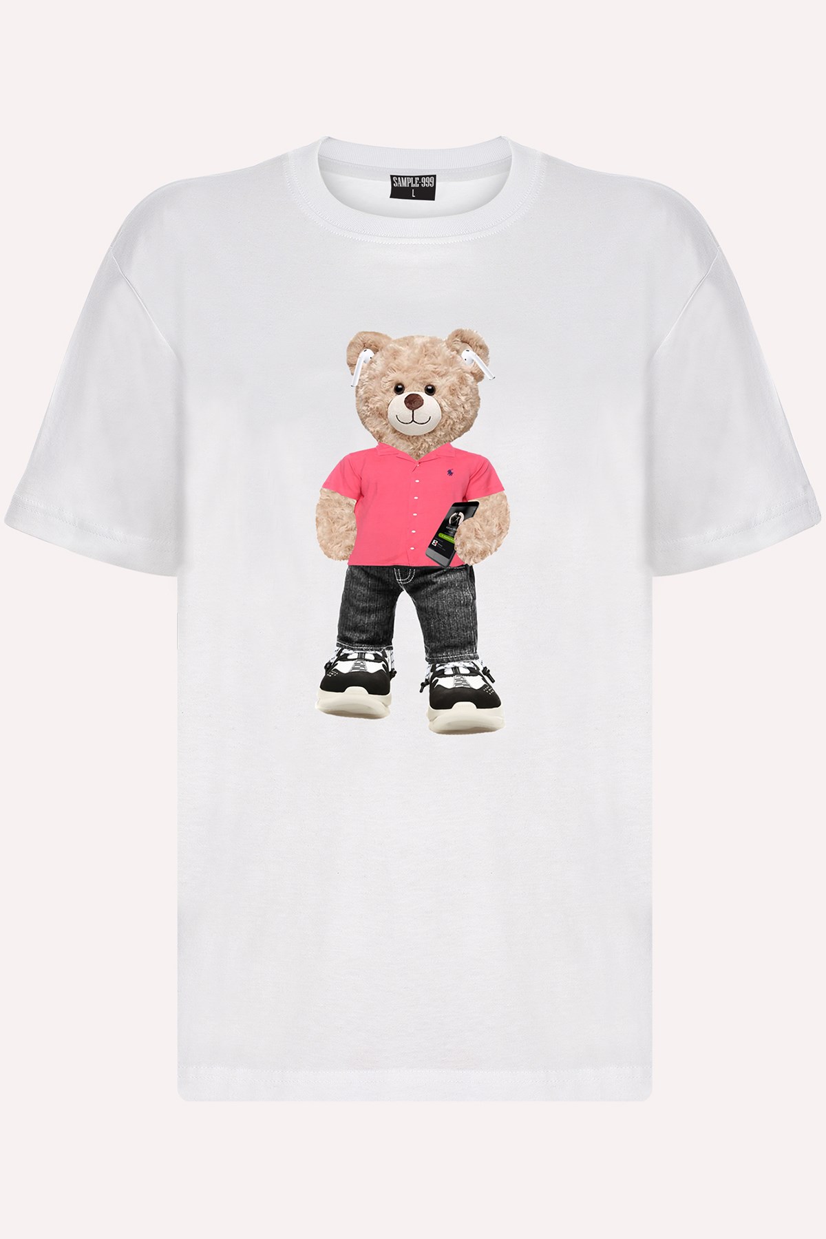 Teddy Printed Unisex Tshirt (Beyaz)