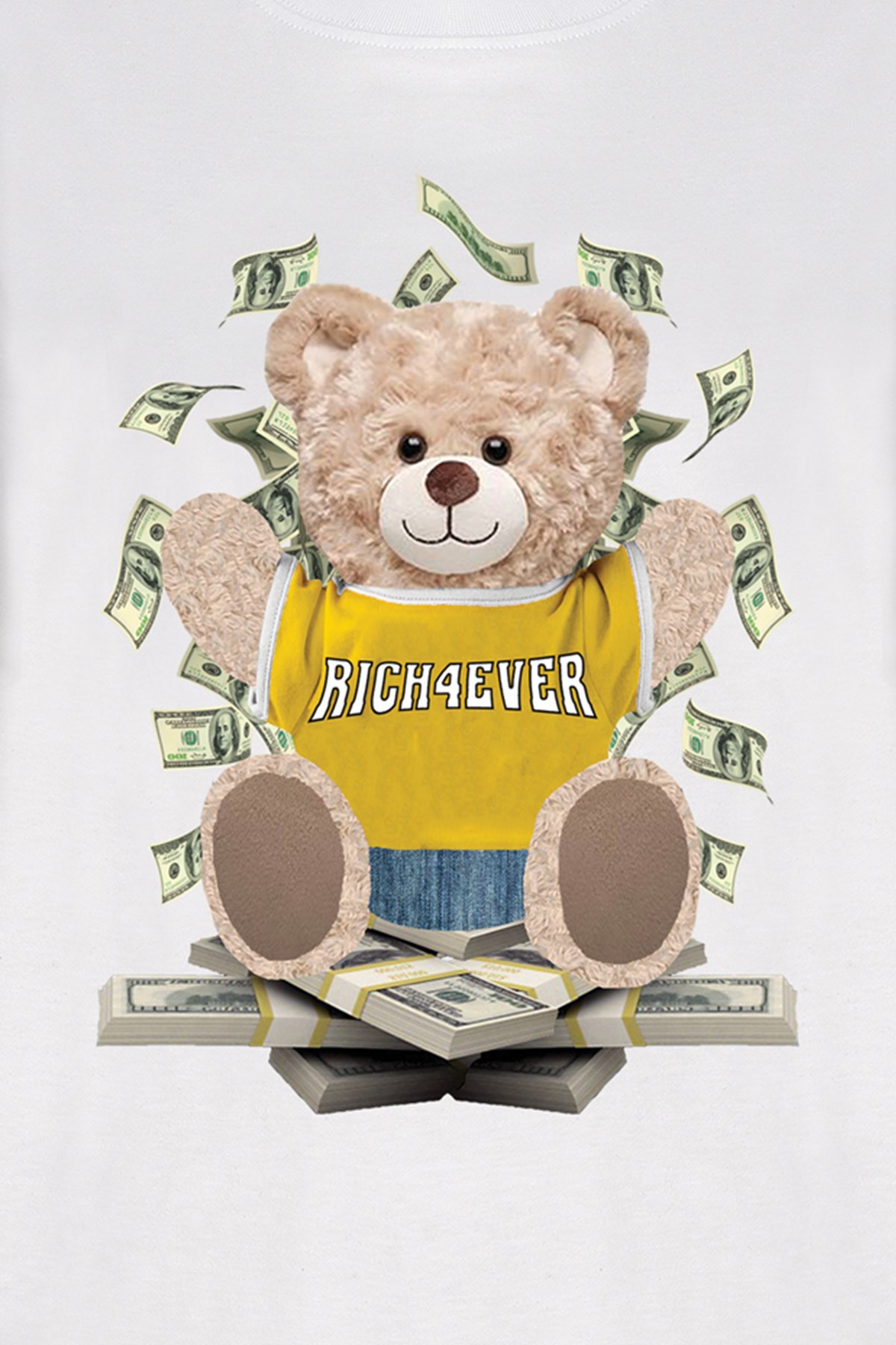 Teddy Printed Unisex Tshirt (Beyaz)