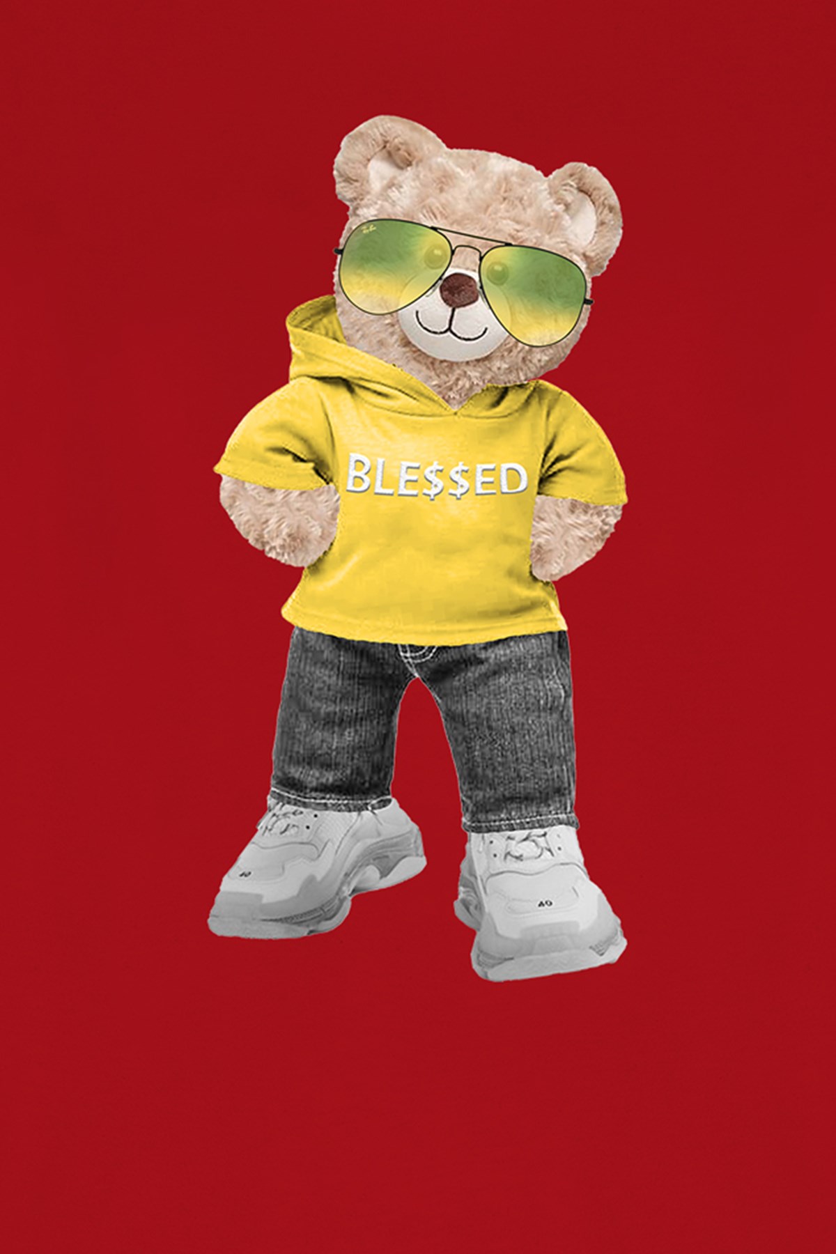 Teddy Printed Unisex Tshirt (Kırmızı)