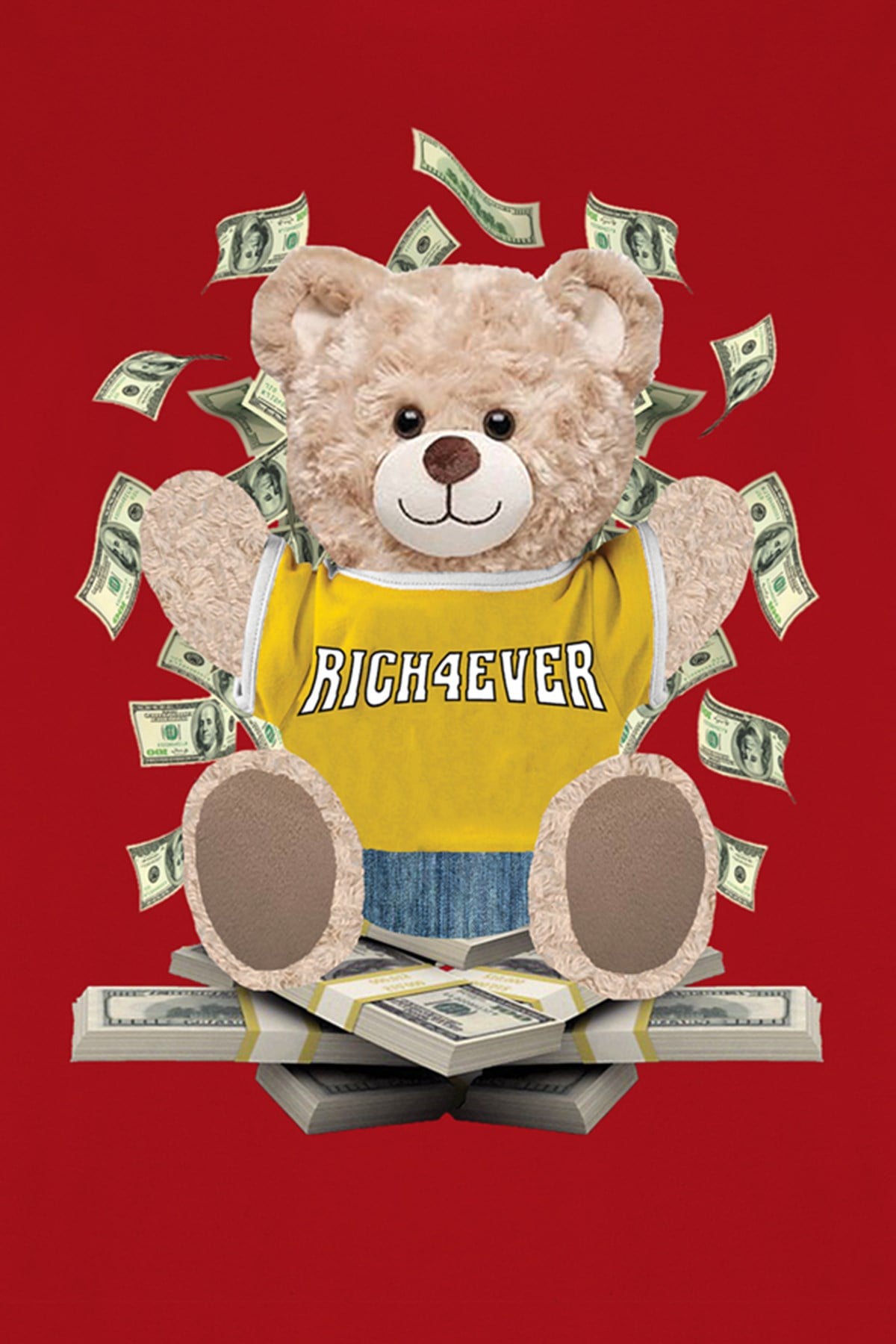 Teddy Printed Unisex Tshirt (Kırmızı)