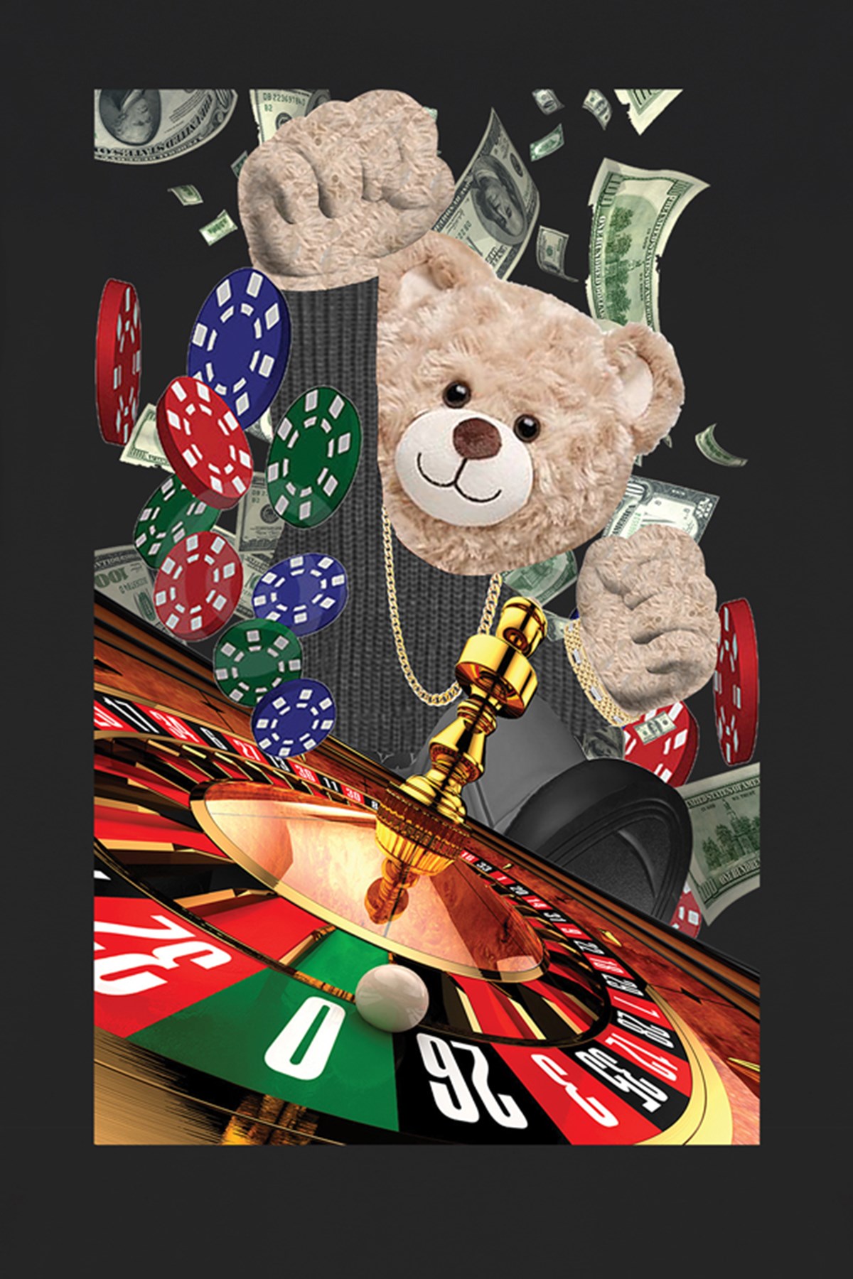 Teddy Printed Unisex Tshirt (Siyah)