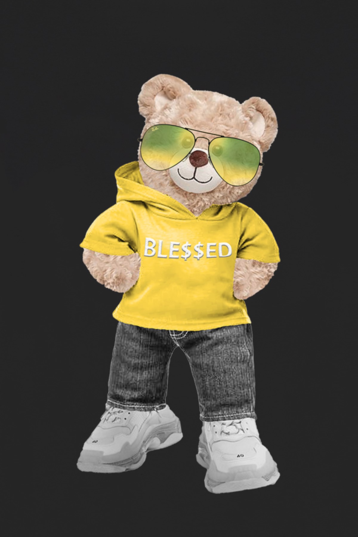 Teddy Printed Unisex Tshirt (Siyah)