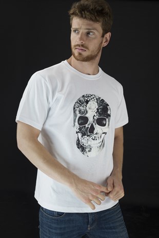 DIGITAL PRINTED-EMBROIDERED SKULL Tshirt