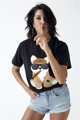 EMBROIDERED FOX Tshirt