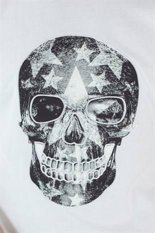 DIGITAL PRINTED-EMBROIDERED SKULL Tshirt