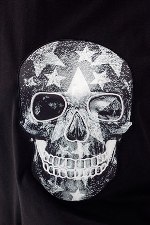 DIGITAL PRINTED-EMBROIDERED SKULL Tshirt