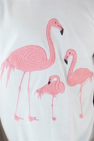 EMBROIDERED FLAMINGO Tshirt