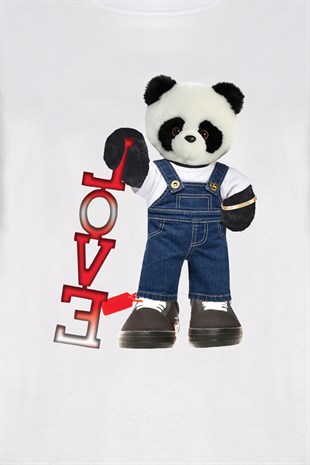 Panda Printed Unisex Tshirt (Beyaz)