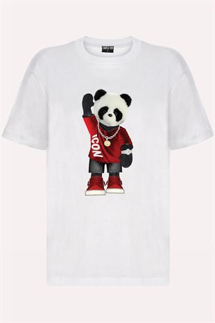 Panda Printed Unisex Tshirt (Beyaz)