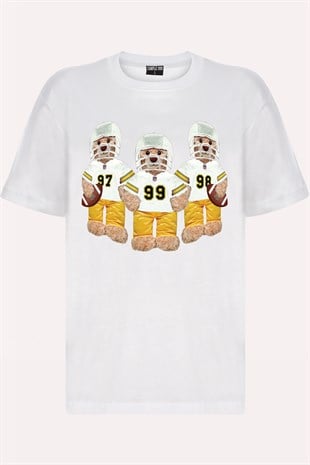 Teddy Printed Unisex Tshirt (Beyaz)
