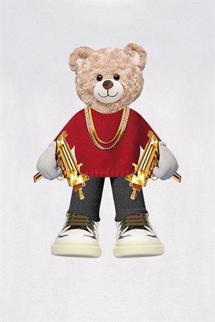 Teddy Printed Unisex Tshirt (Beyaz)