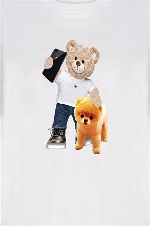 Teddy Printed Unisex Tshirt (Beyaz)