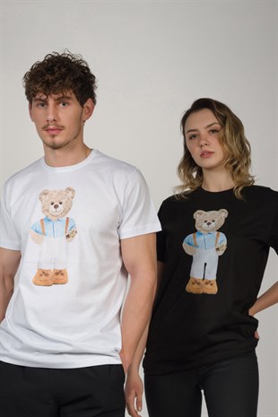 Teddy Printed Unisex Tshirt (Beyaz)