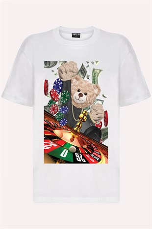 Teddy Printed Unisex Tshirt (Beyaz)