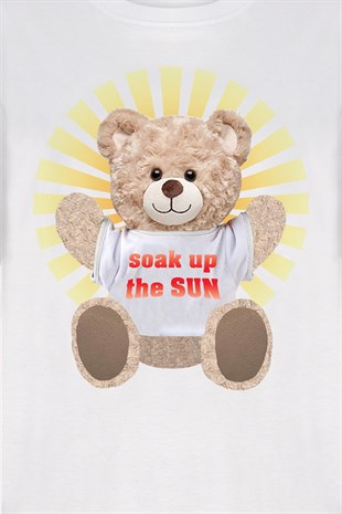 Teddy Printed Unisex Tshirt (Beyaz)