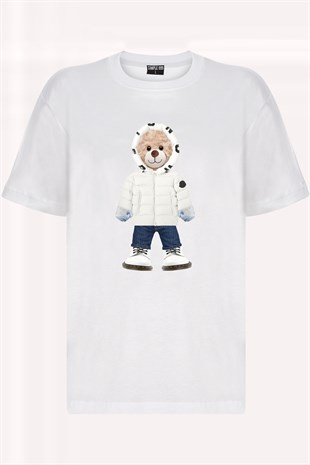 Teddy Printed Unisex Tshirt (Beyaz)
