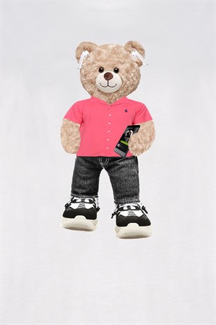 Teddy Printed Unisex Tshirt (Beyaz)
