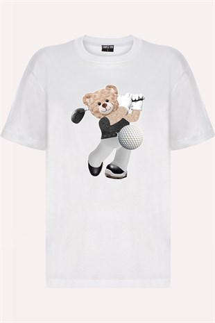 Teddy Printed Unisex Tshirt (Beyaz)
