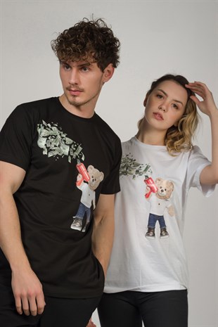 Teddy Printed Unisex Tshirt (Beyaz)