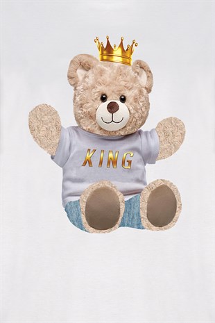 Teddy Printed Unisex Tshirt (Beyaz)