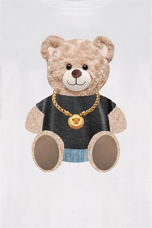 Teddy Printed Unisex Tshirt (Beyaz)